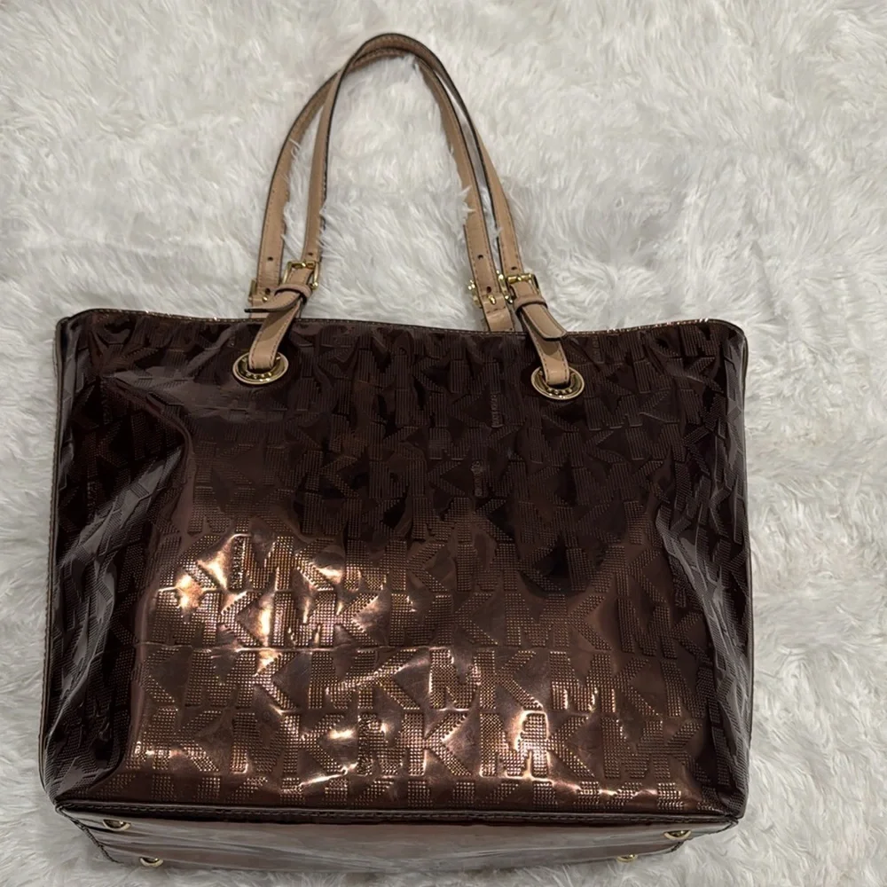 Michael Michael Kors Jet Set Bronze Mirror Metallic Tote